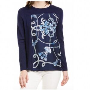 NWT J. McLaughlin Notting Sweater, Navy/White, Small